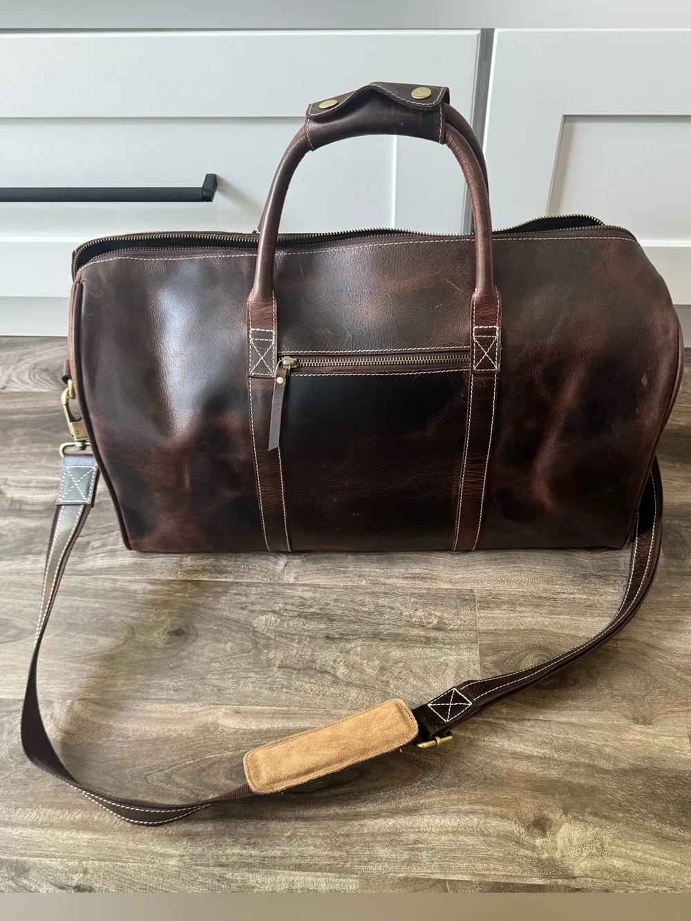 💼Rustic Town Full Grain Buffalo Leather Weekender Duffle Travel Bag🧳💼 - Picture 2 of 15